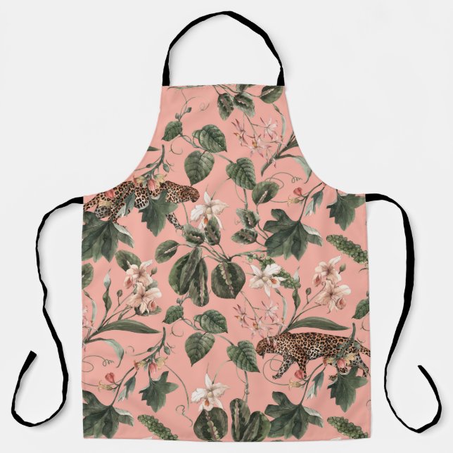 Delantal Orquídea tropical, mariposas: acuarela exótica. (Anverso)