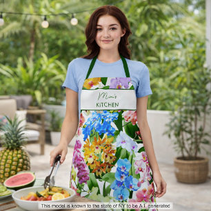 Delantal Orquídeas Florales Tropicales de Verano Personaliz