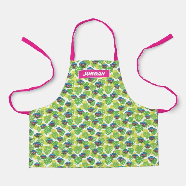 Delantal Oscar el Grouch | Patrón tropical 2 (Anverso)