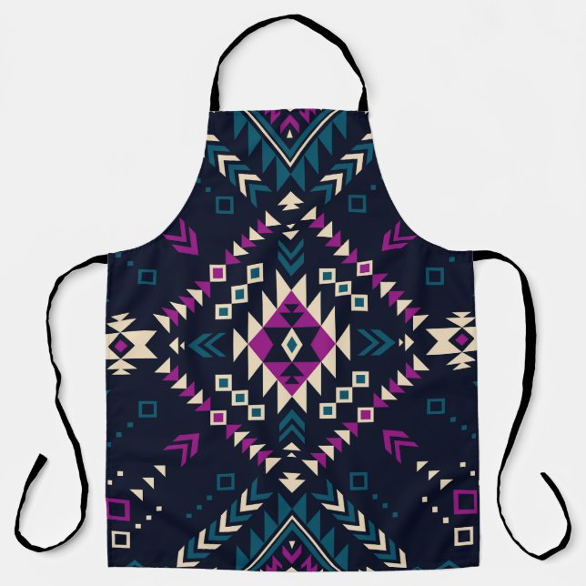 Delantal Oscuro Navajo, geométrico vintage. (Anverso)