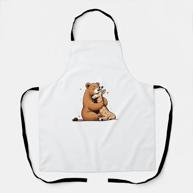 Delantal Oso Amarrado Y Girafa Enamorada. (Anverso)