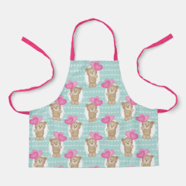 Delantal Oso Cuto Con Corazones Rosa | Juvenil Baker