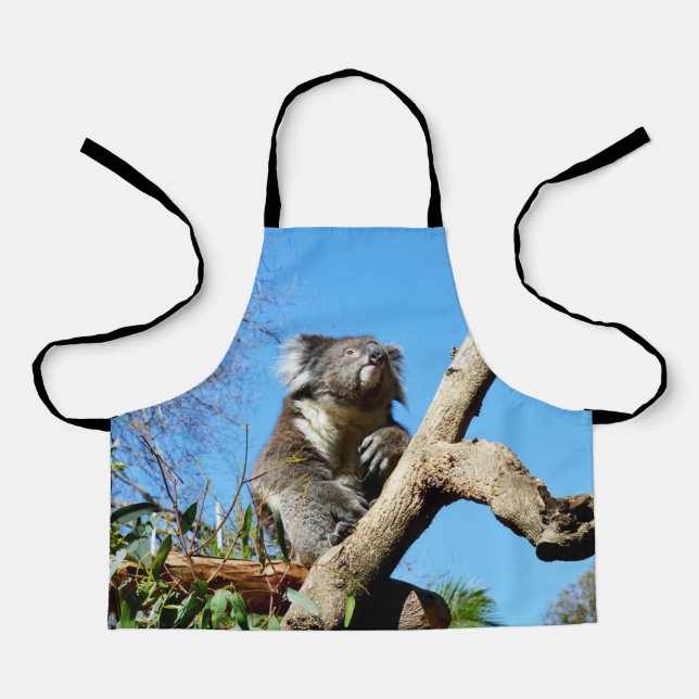 Delantal Oso De Koala En Árbol, Apron De Impresión Completa (Anverso)