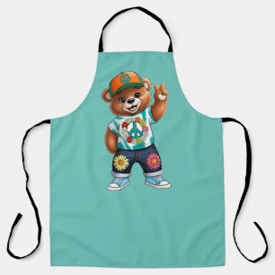 Delantal Oso de peluche con traje tranquilo casual 1