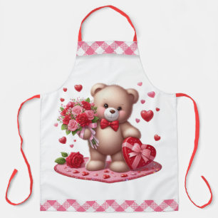 Delantal Oso de peluche lindo del día de San Valentín