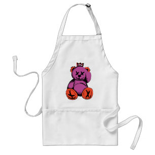 Delantal Oso de peluche real en púrpura y naranja