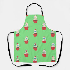Delantal Oso de Teddy de Cupcake de Navidad Caprichoso