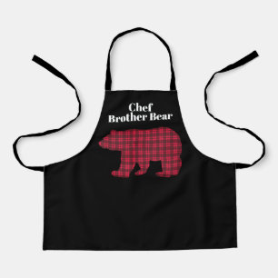 Delantal Oso Hermano Chef de Búfalo Negro Rojo
