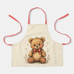Delantal Oso marrón pequeño adorable y lindo con corbata