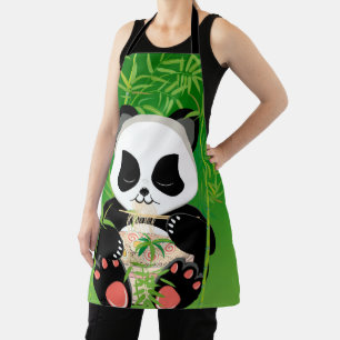 Delantal oso panda personalizado comiendo ramen