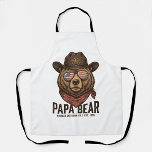 Delantal Oso Papá Oso Vaquero Patriótico Vintage Diseño Vec