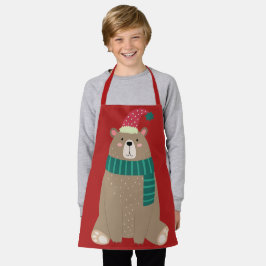 Delantal Oso Personalizado lindo en Navidades con pañuelos 