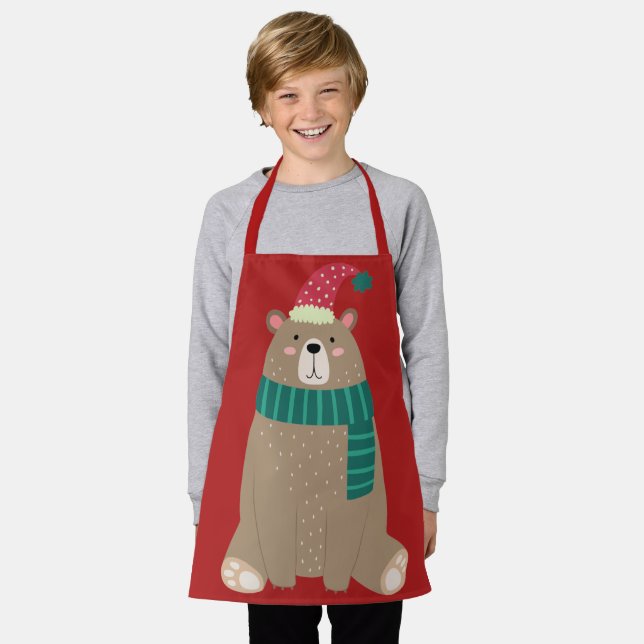 Delantal Oso Personalizado lindo en Navidades con pañuelos  (Gastado)