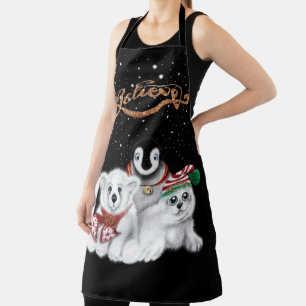 Delantal Oso polar feriado festivo, pingüino, cachorro de f