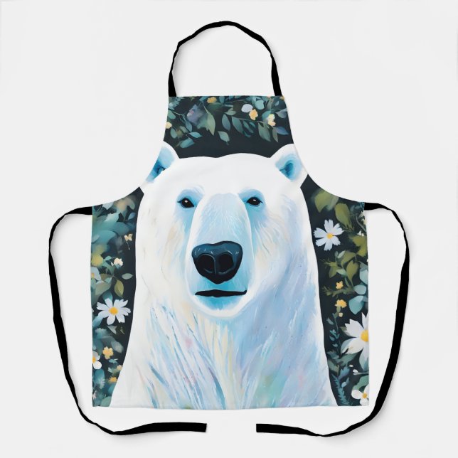 Delantal Oso Polar Floral (Anverso)