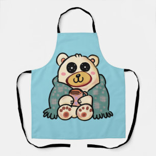Delantal Oso Polar Personalizado con Café Arte Adorable d