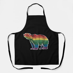Delantal Oso Polar Retro Arcoíris Lesbiana LGBT Orgullo Gay