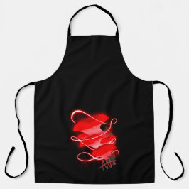 Delantal Ostión encantado negro brillante de champiñón rojo