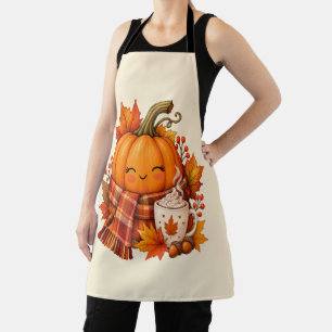 Delantal Otoño encantador - Calabaza sonriente con bufanda