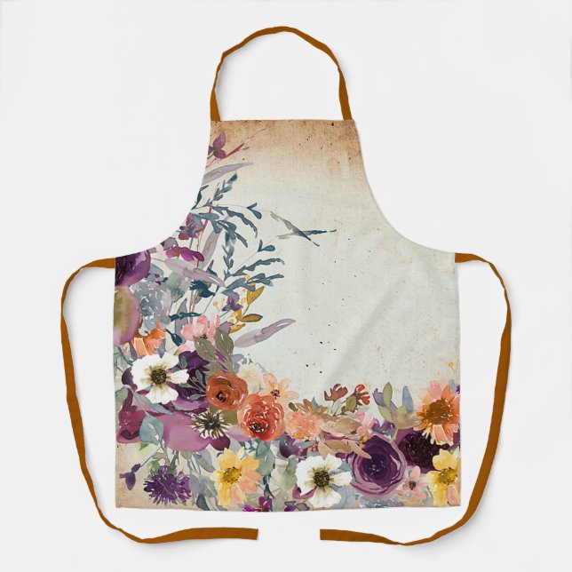 Delantal Otoño mixto floral acuarela  (Anverso)