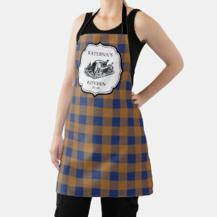 Delantal Otoño Naranja Otoño Blue Plaid Acción de Gracias T