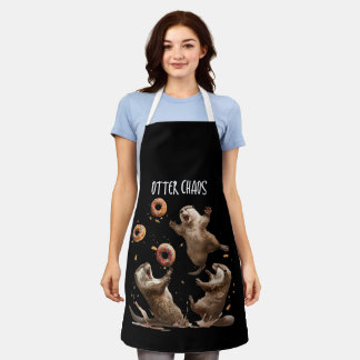 Delantal Otter Chaos Funny Bagel luchando contra las nutria