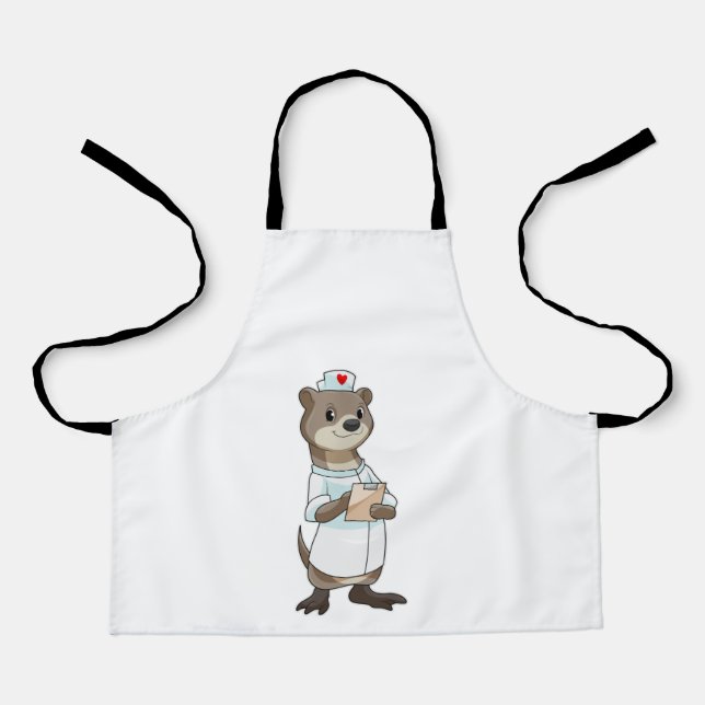 Delantal Otter como enfermera con corazón (Anverso)