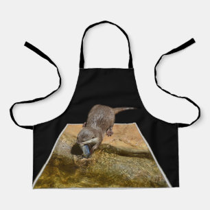 Delantal Otter Popout Art, Apron de impresión completa para
