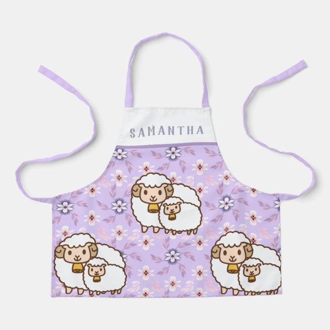 Delantal Oveja blanca con peto de bebé personalizado (Anverso)
