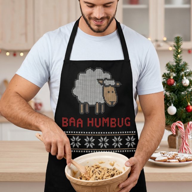 Delantal Oveja de Navidad Baa Humbug | Estilo Suéter Feo (Subido por el creador)