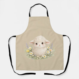 Delantal Ovejas caprichosas y flores silvestres para un enc