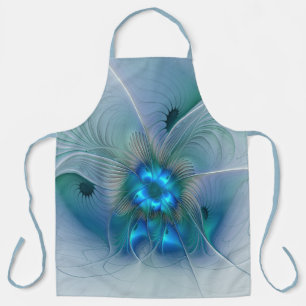 Delantal Ovejas en pie, abstracto fractal turquesa azul