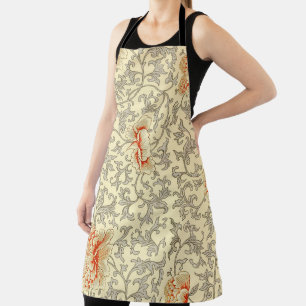 Delantal Owen Jones Patrón Antiguo: Coral Floral Gris