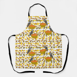 Delantal Owl & Pumpkin Harvest" Apron | All-Over Print