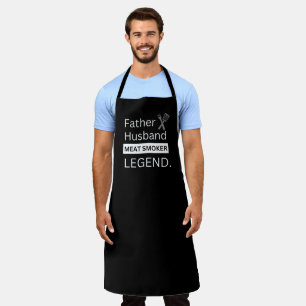 Delantal Padre Marido Leyenda Fumadora de Carne Apron Negro