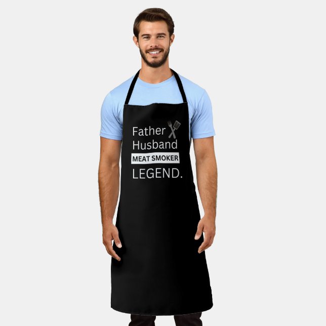 Delantal Padre Marido Leyenda Fumadora de Carne Apron Negro (Gastado)