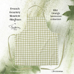 Delantal País francés Meadow Gingham - cigala verde sabia.