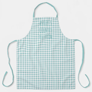 Delantal País Gingham Check Azul y Blanco Personalizado