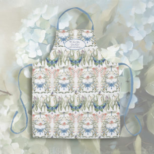 Delantal País inglés Floral Azul y abuela blanca