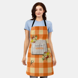 Delantal País ruso monogramado naranja gingham