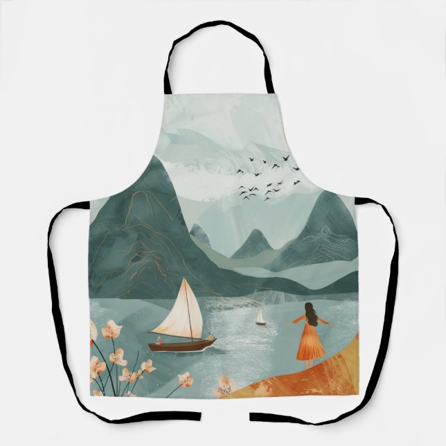 Delantal Paisaje abstracto de Boho (11) (Anverso)