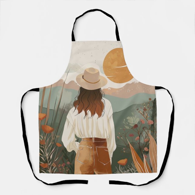 Delantal Paisaje abstracto de Boho (20) (Anverso)