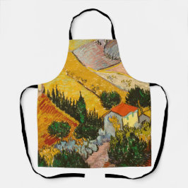 Delantal Paisaje con House y PloughmaVincent van Gogh