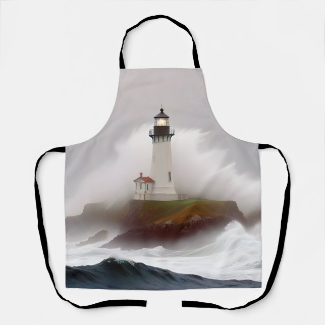 Delantal Paisaje de faro Olas oceánicas costeras paisaje (Anverso)