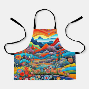 Delantal Paisaje de montaña psicodélico 1