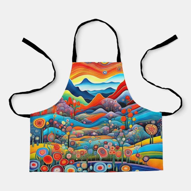 Delantal Paisaje de montaña psicodélico 1 (Anverso)
