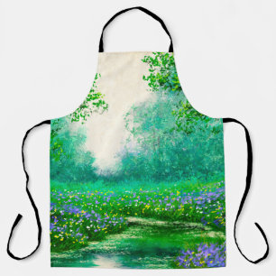 Delantal Paisaje de pinturas petrolíferas, primavera, árbol