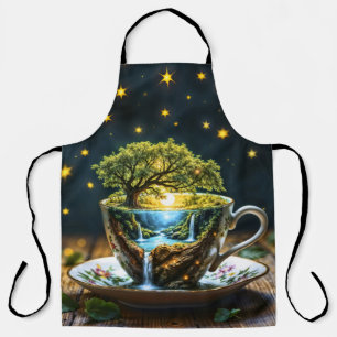 Delantal Paisaje fantástico de taza de té mágica naturaleza