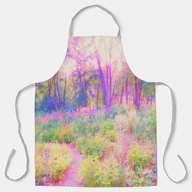 Delantal Paisaje iluminado en los jardines rosados y corale (Anverso)