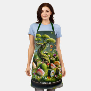 Delantal Paisaje Japonés De Sushi Lindo De Fantasía
